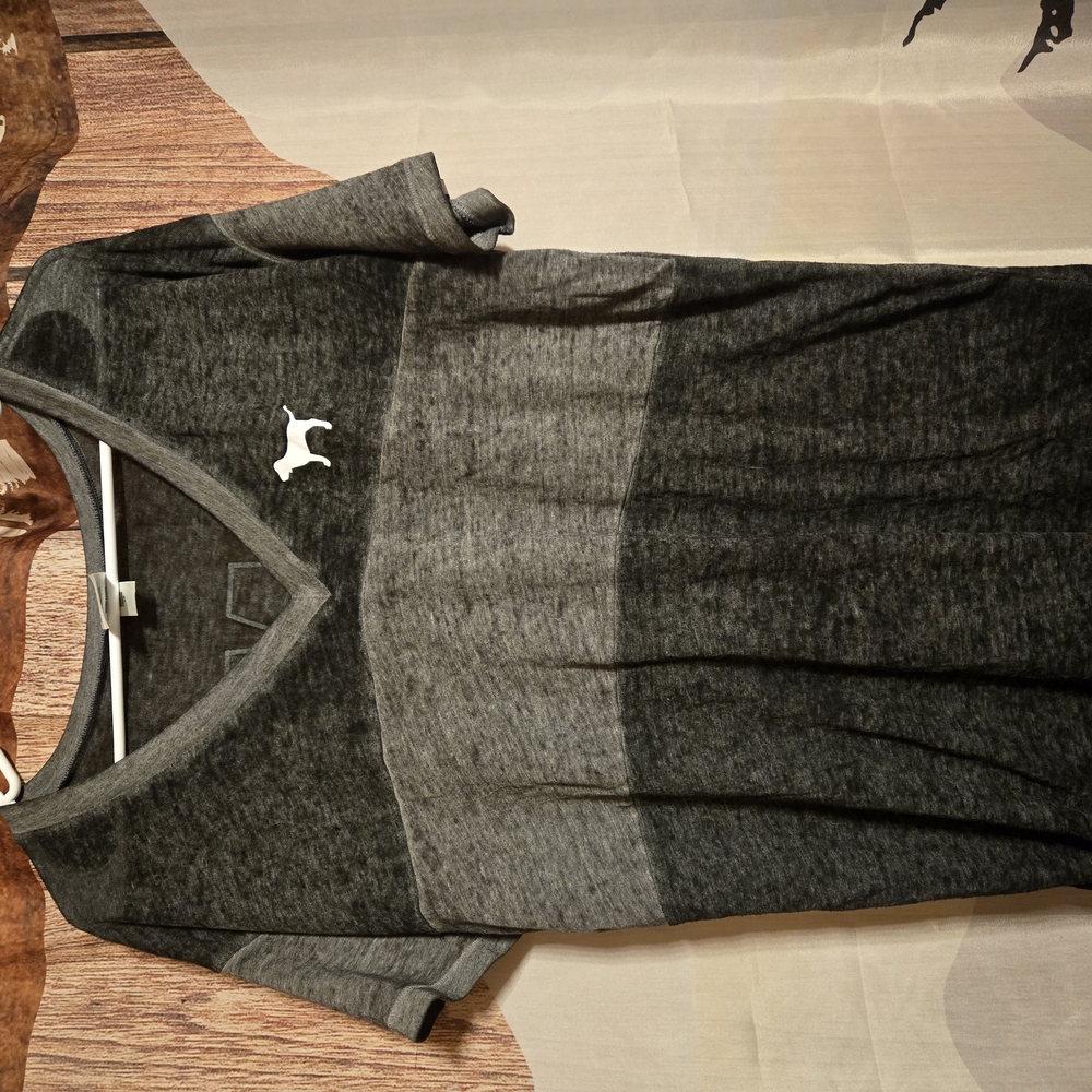 Gray V-Neck T-Shirt with Dog Logo